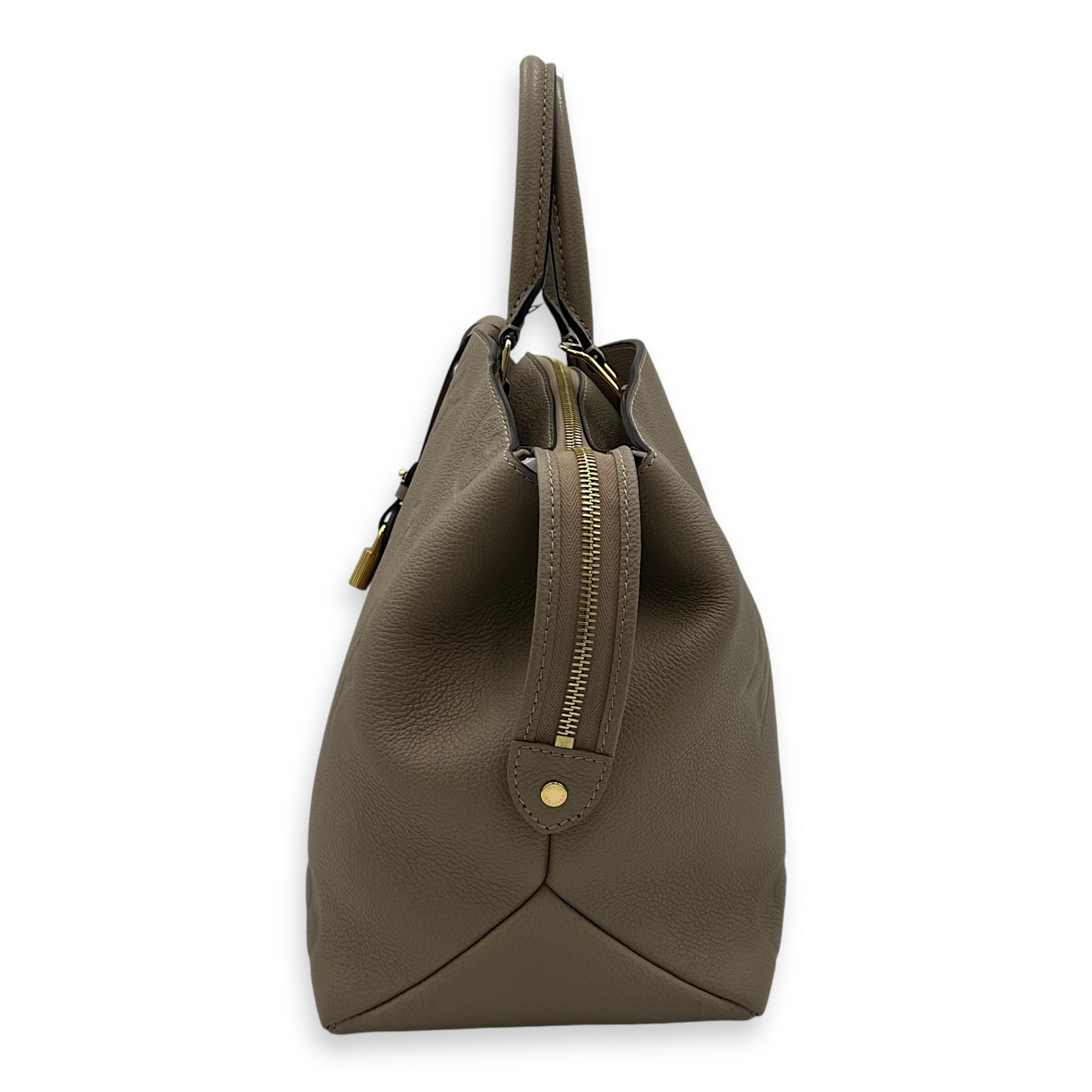 Louis Vuitton Grand palasis Top Handle Bag MM Grey in Calfskin, Gold hardware_4