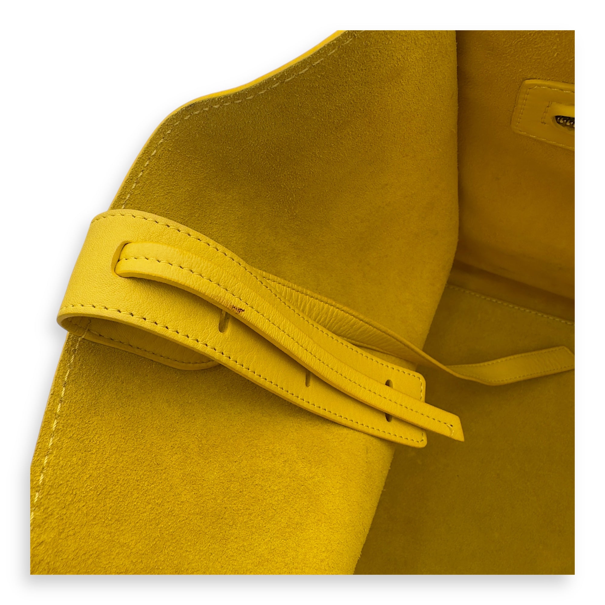 Celine Phantom Luggage Yellow Top Handle Bag in Calfskin, Gold hardware_22