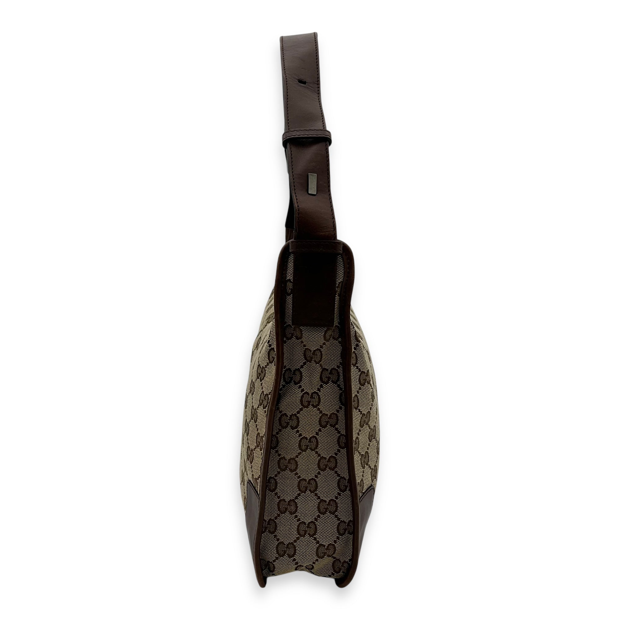 Gucci GG Shoulder Bag Brown in Canvas, Silver hardware_4