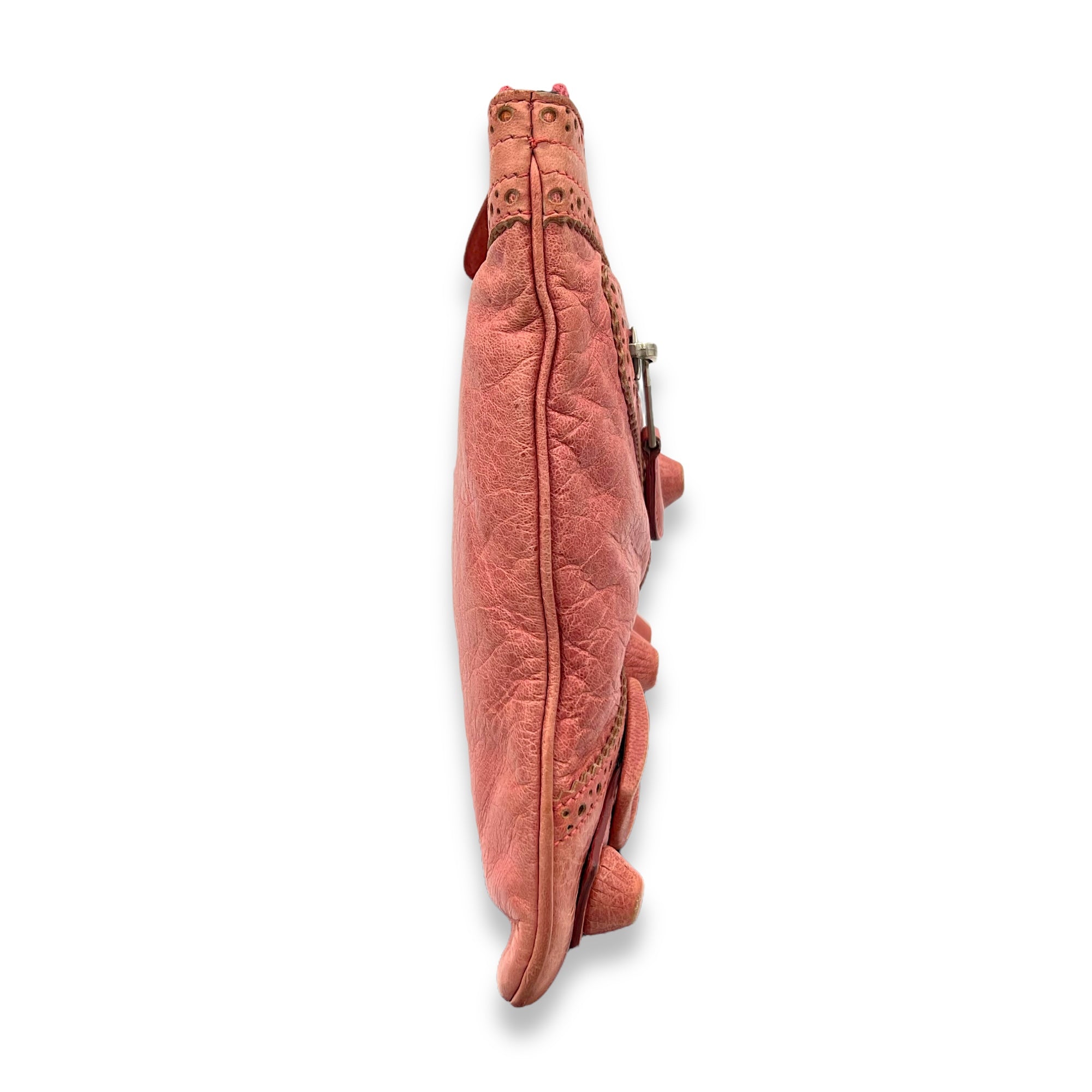 Balenciaga City Clutch Pink in Distressed Leather, Silver hardware_3