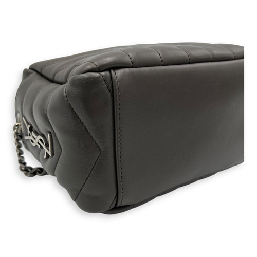 Saint Laurent Bowler Grey Shoulder Bag in Calfskin, Silver hardware_9