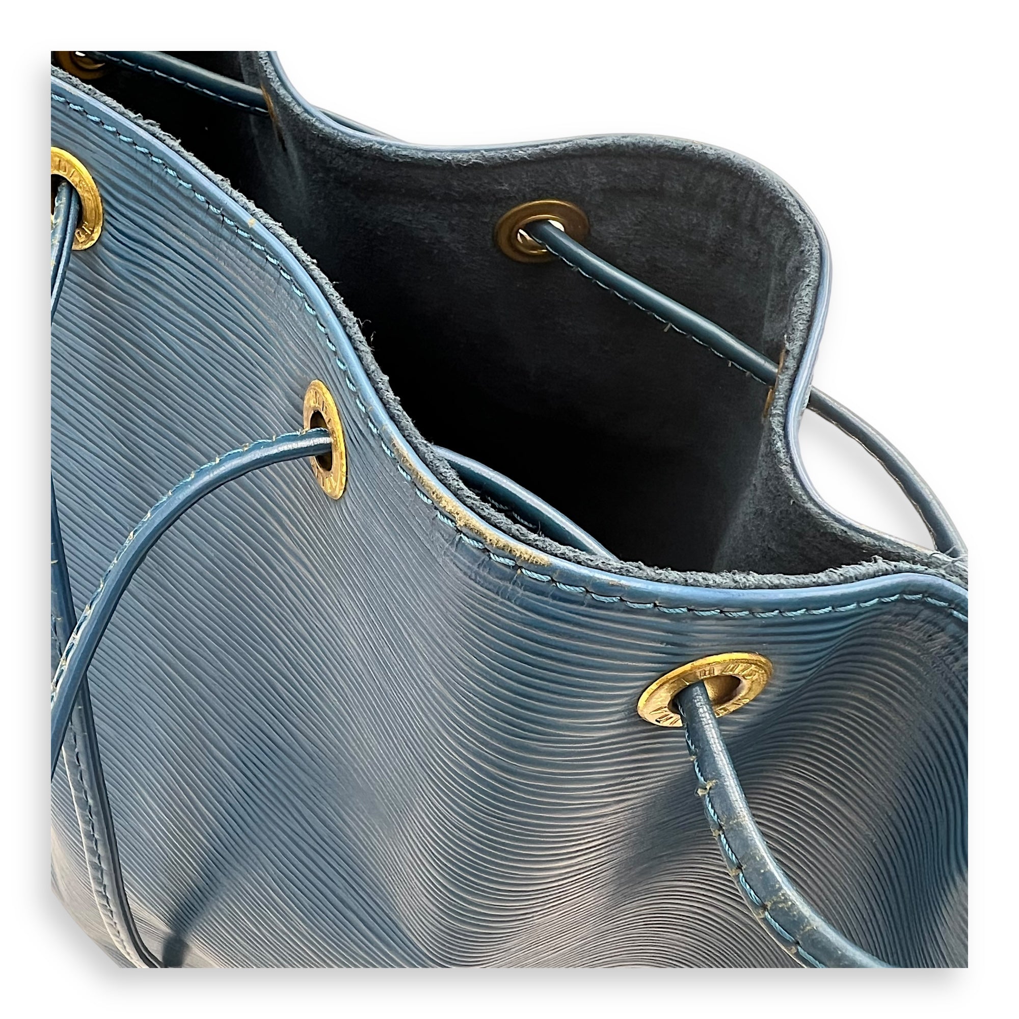 Louis Vuitton Noe Bucket Bag Blue in Epi Leather, Gold hardware_10