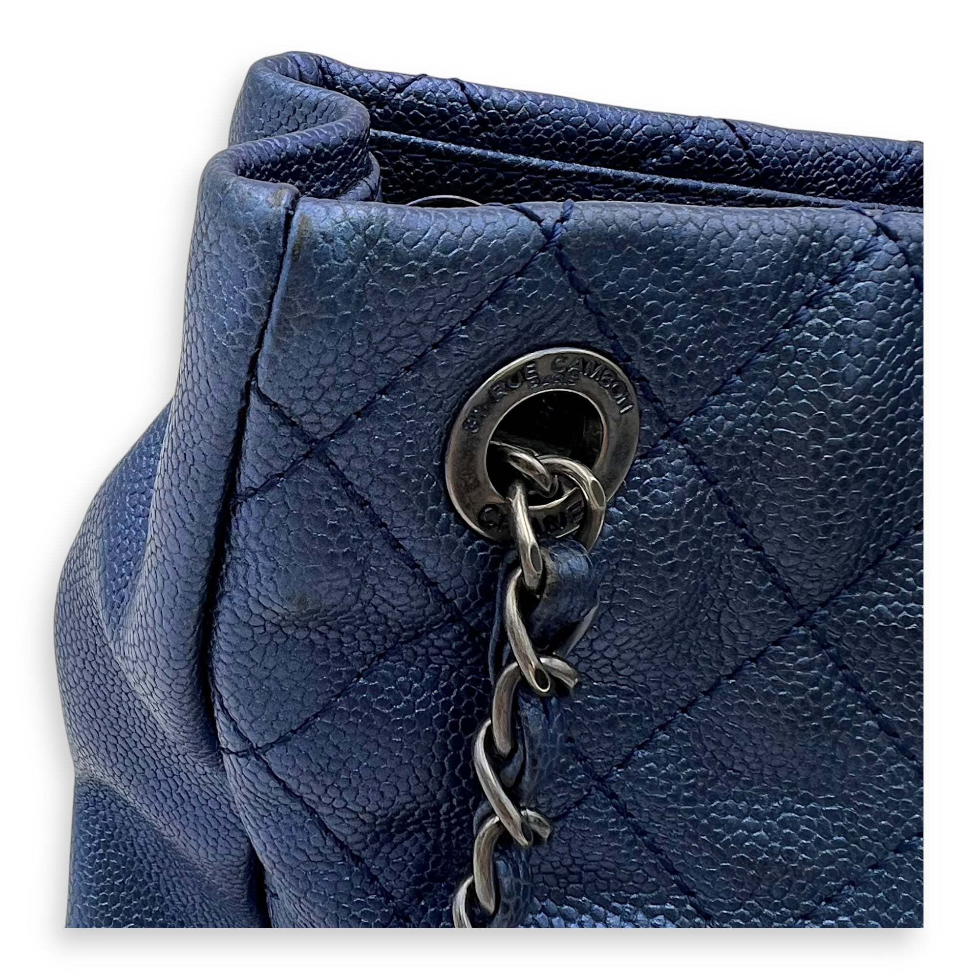 Chanel Others Tote Bag Blue in Caviar Leather, Ruthenium hardware_11