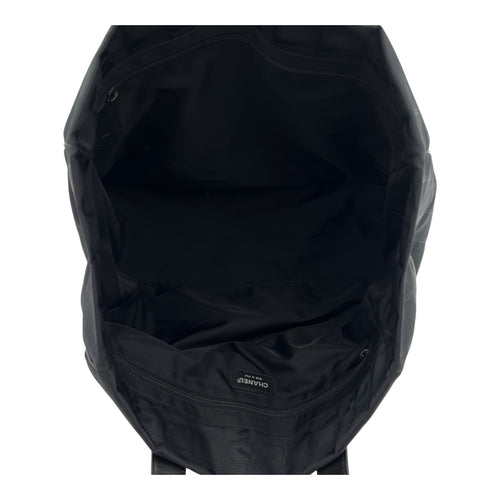 Chanel Travel Line Tote Bag Black in Canvas, Silver hardware_6