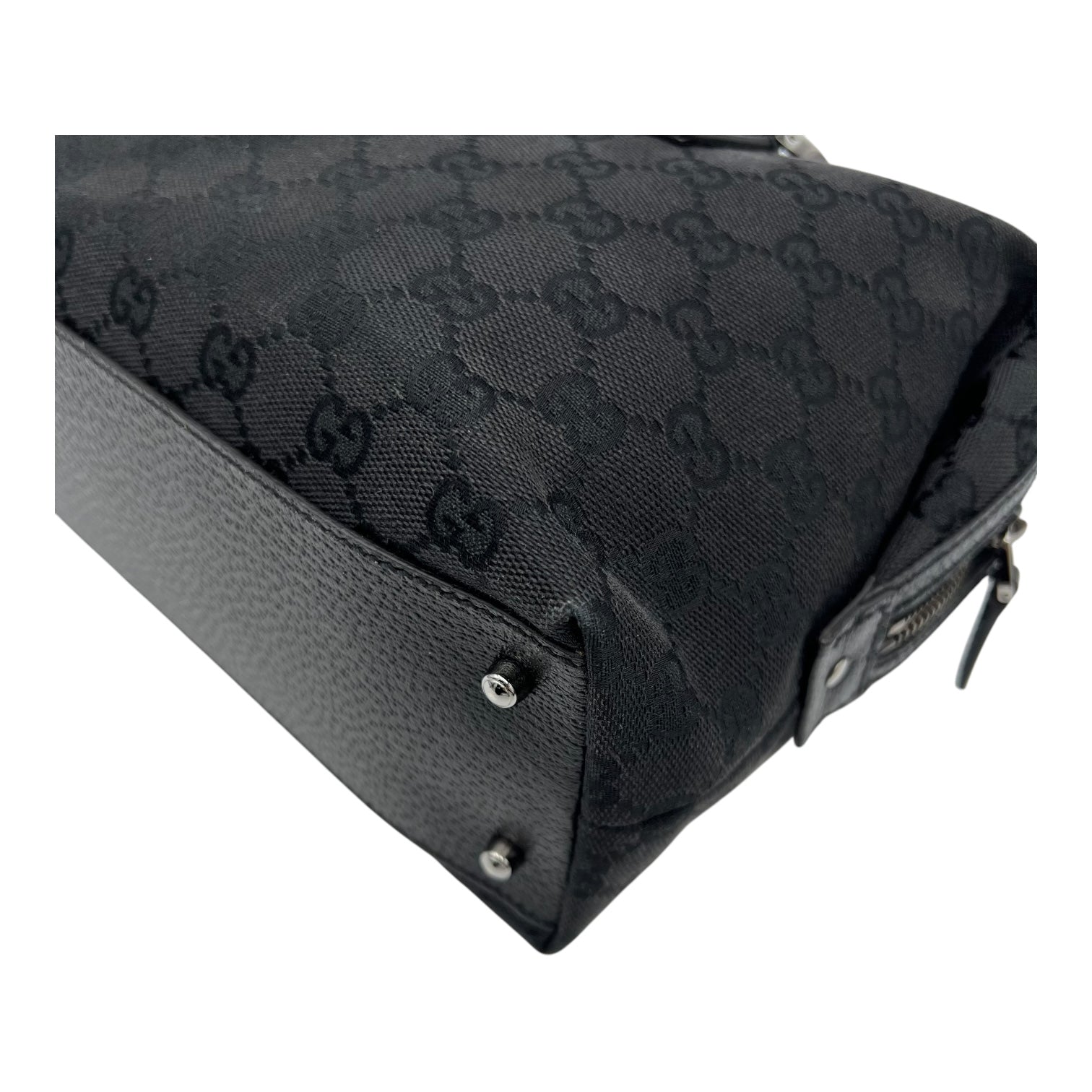 Gucci GG Top Handle Bag Black in Canvas, Silver hardware_10