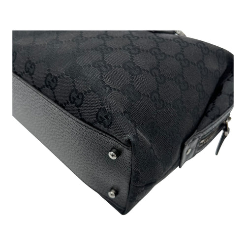Gucci GG Top Handle Bag Black in Canvas, Silver hardware_10
