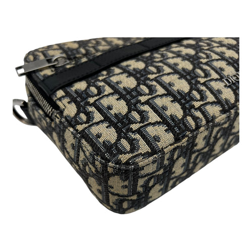 Christian Dior Safari Crossbody Bag Blue in Jacquard, Silver hardware_8