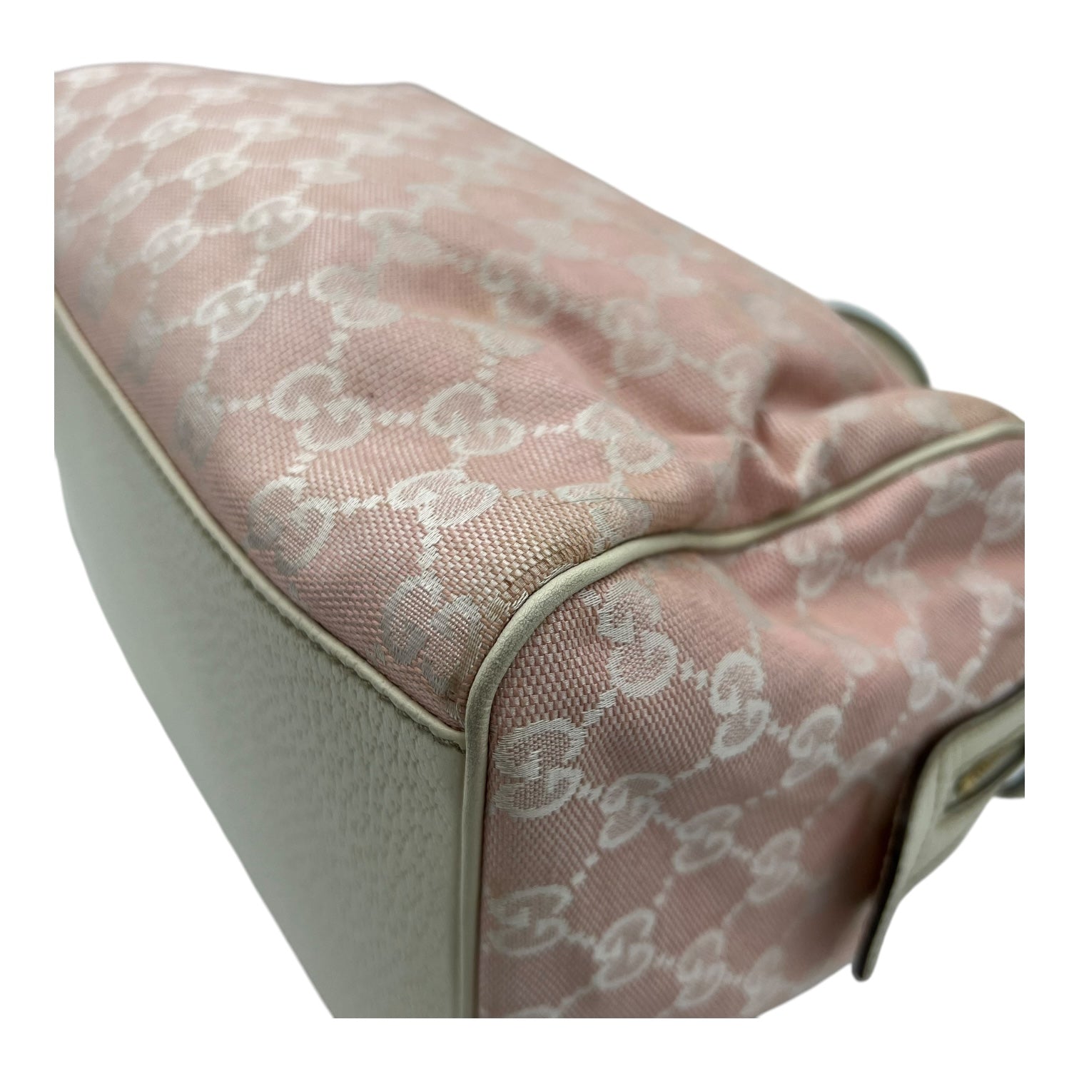 Gucci GG Top Handle Bag Pink in Canvas, Light Gold hardware_9