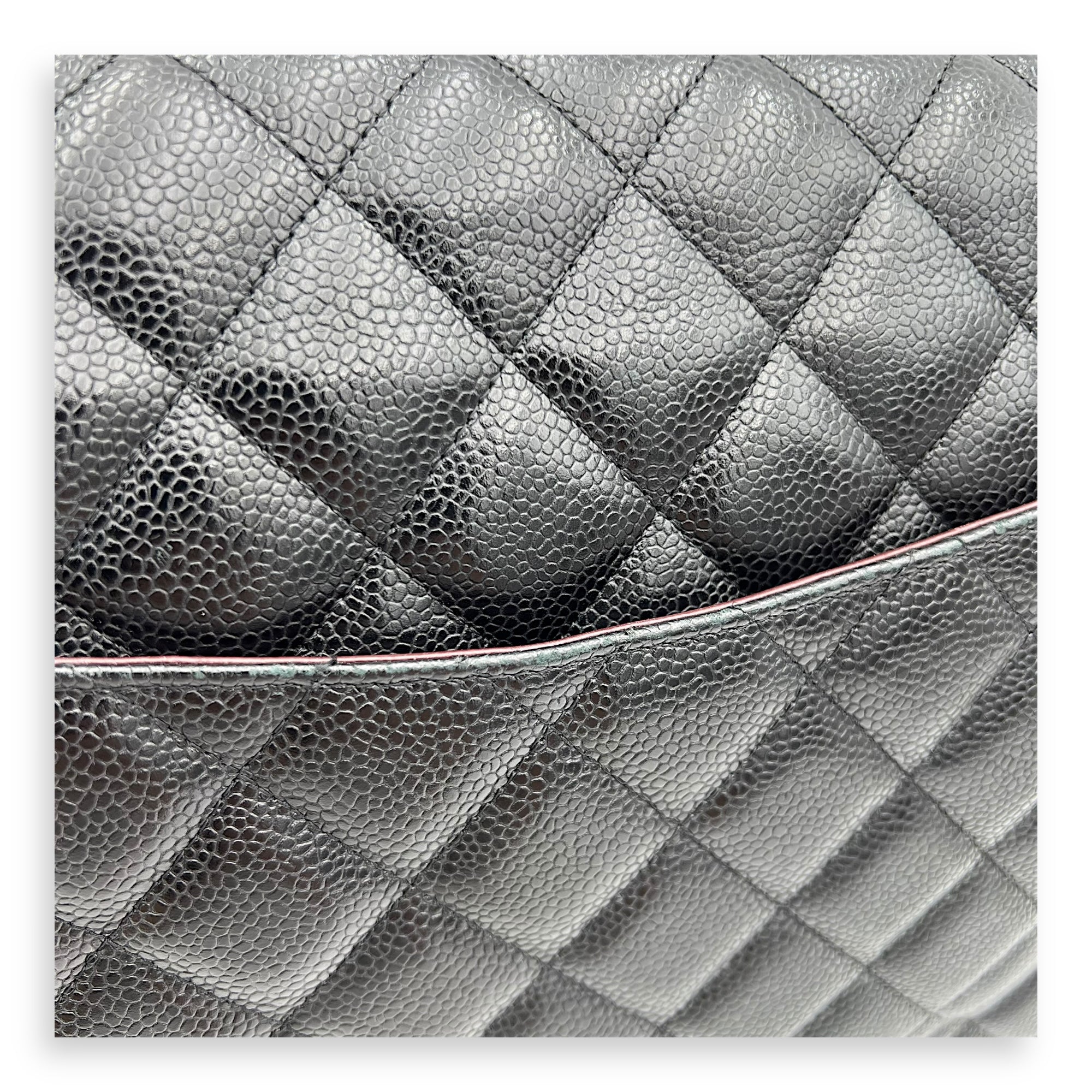 Chanel Classic Double Flap Maxi Black Shoulder Bag in Caviar Leather, Silver hardware_10