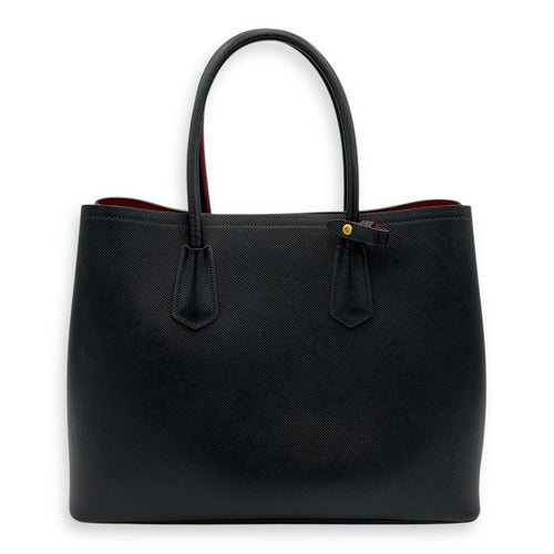 Prada Double Top Handle Bag Black in Saffiano Leather, Gold hardware_2