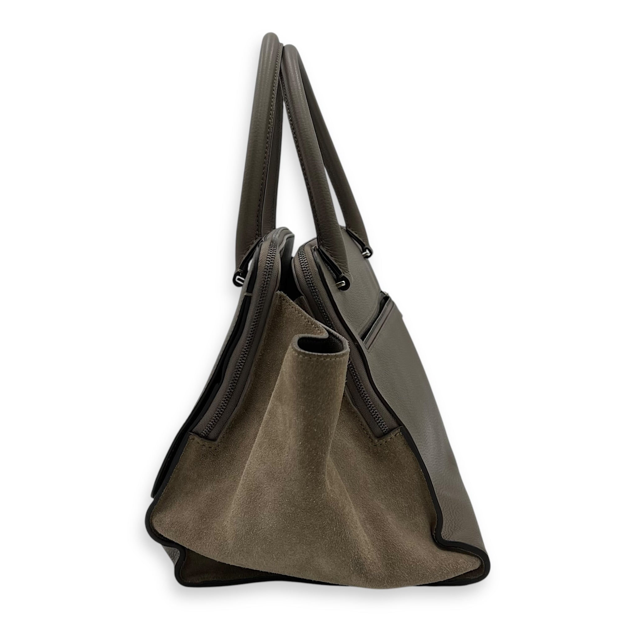 Celine Trapeze Top Handle Bag Brown in Calfskin, Silver hardware_4