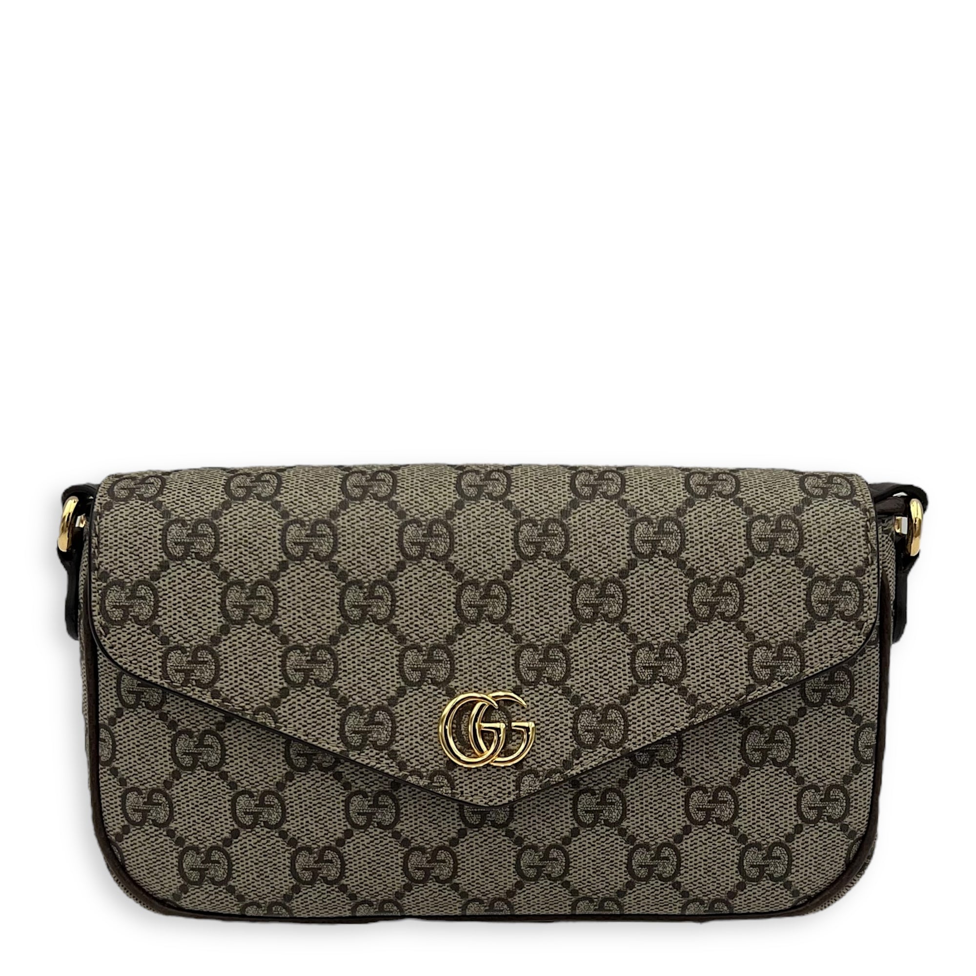 Gucci Ophidia Shoulder Bag Brown in Monogram Coated Canvas, Gold hardware_1