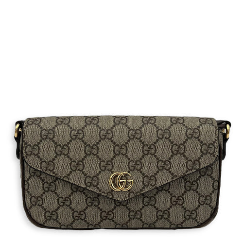 Gucci Ophidia Shoulder Bag Brown in Monogram Coated Canvas, Gold hardware_1