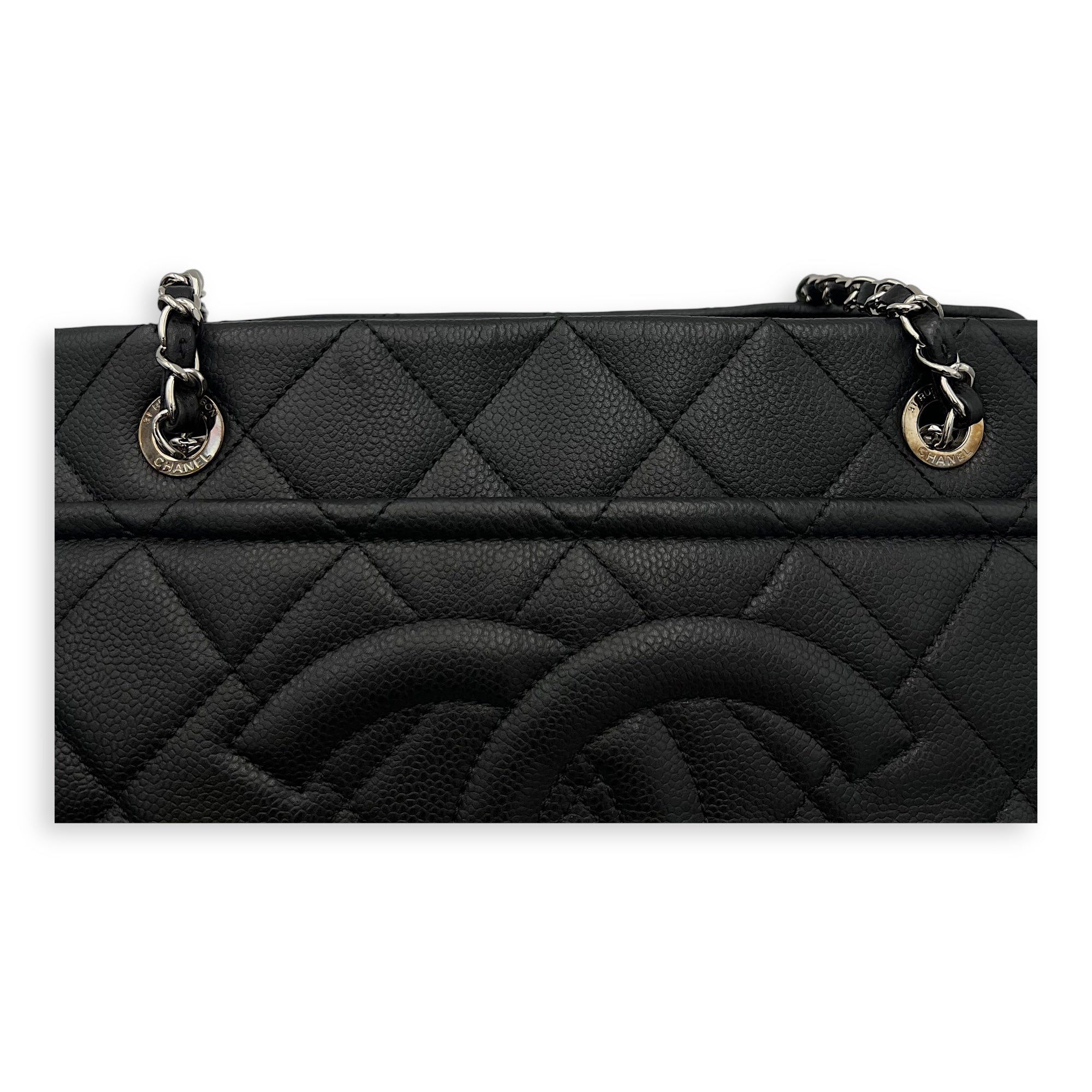 Chanel CC Tote Bag Black in Caviar Leather, Gold hardware_10