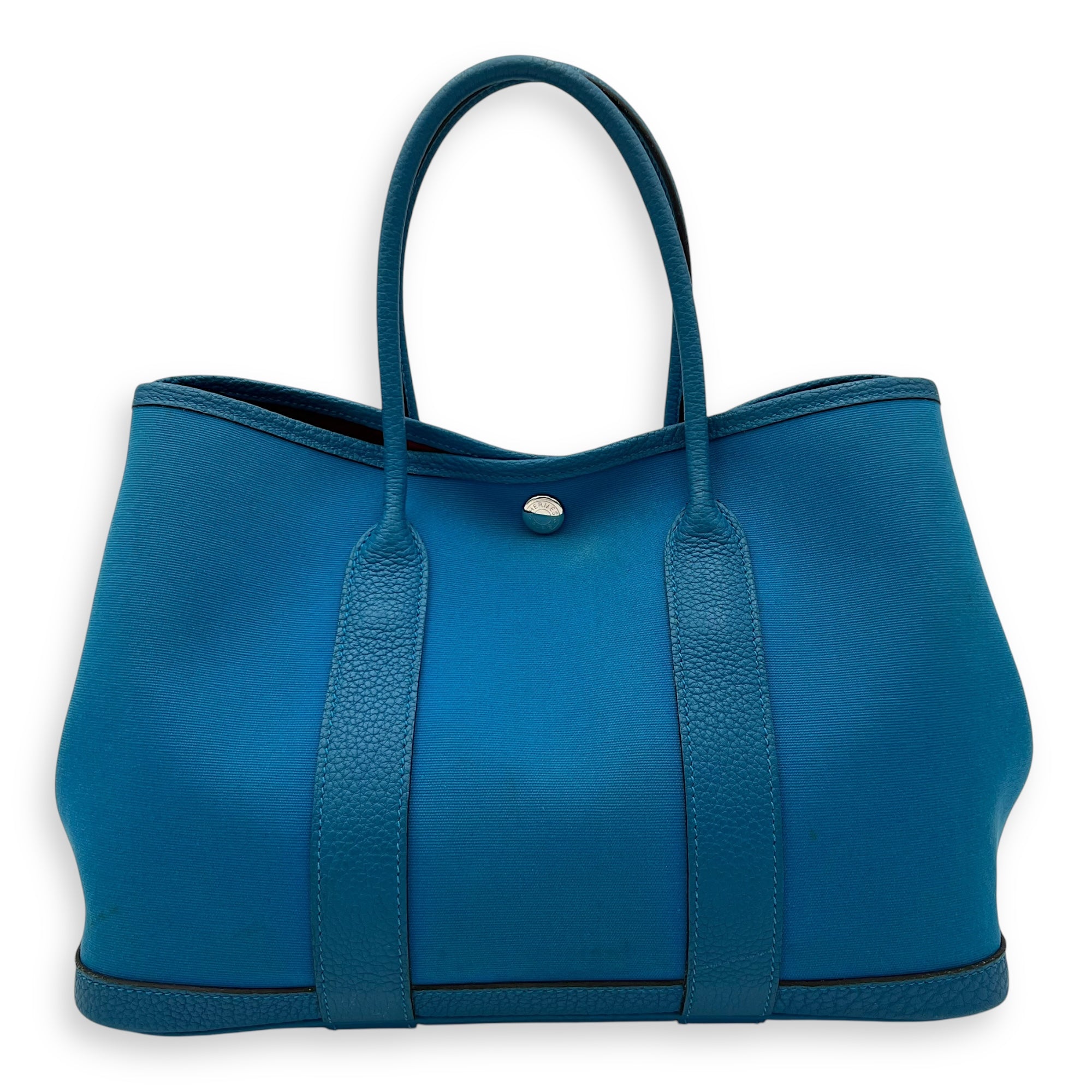 Hermès Garden Party Blue in Canvas, Silver hardware_2