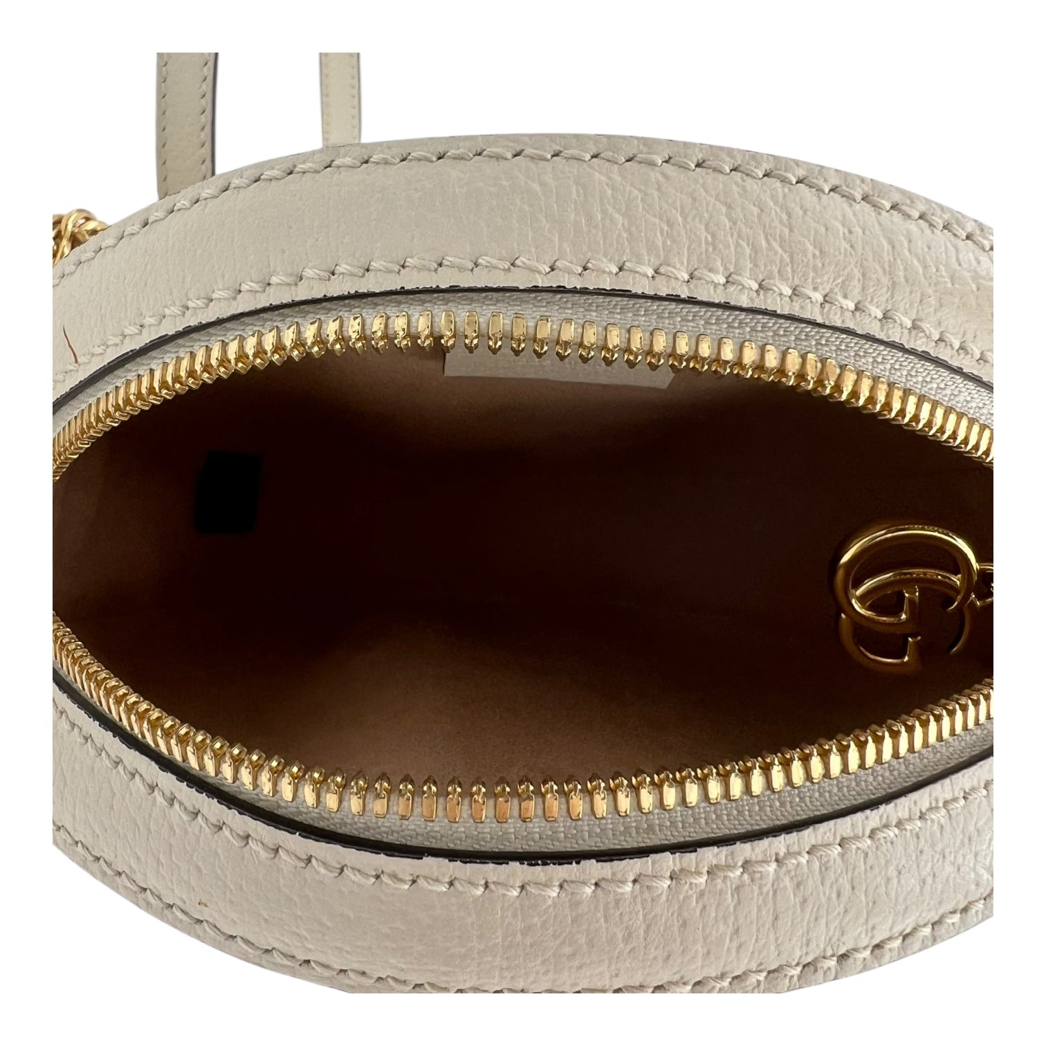 Gucci Ophidia Shoulder Bag Round White in Calfskin, Gold hardware_6