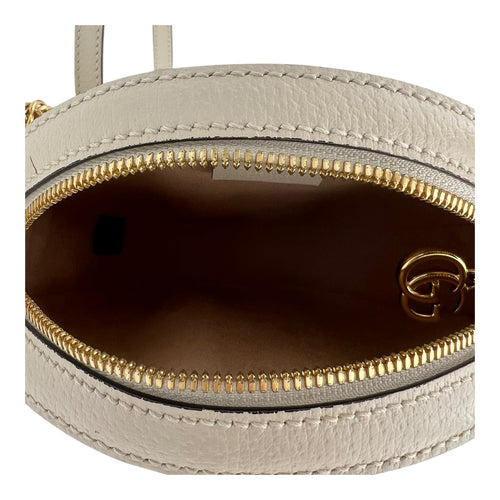 Gucci Ophidia Shoulder Bag Round White in Calfskin, Gold hardware_6