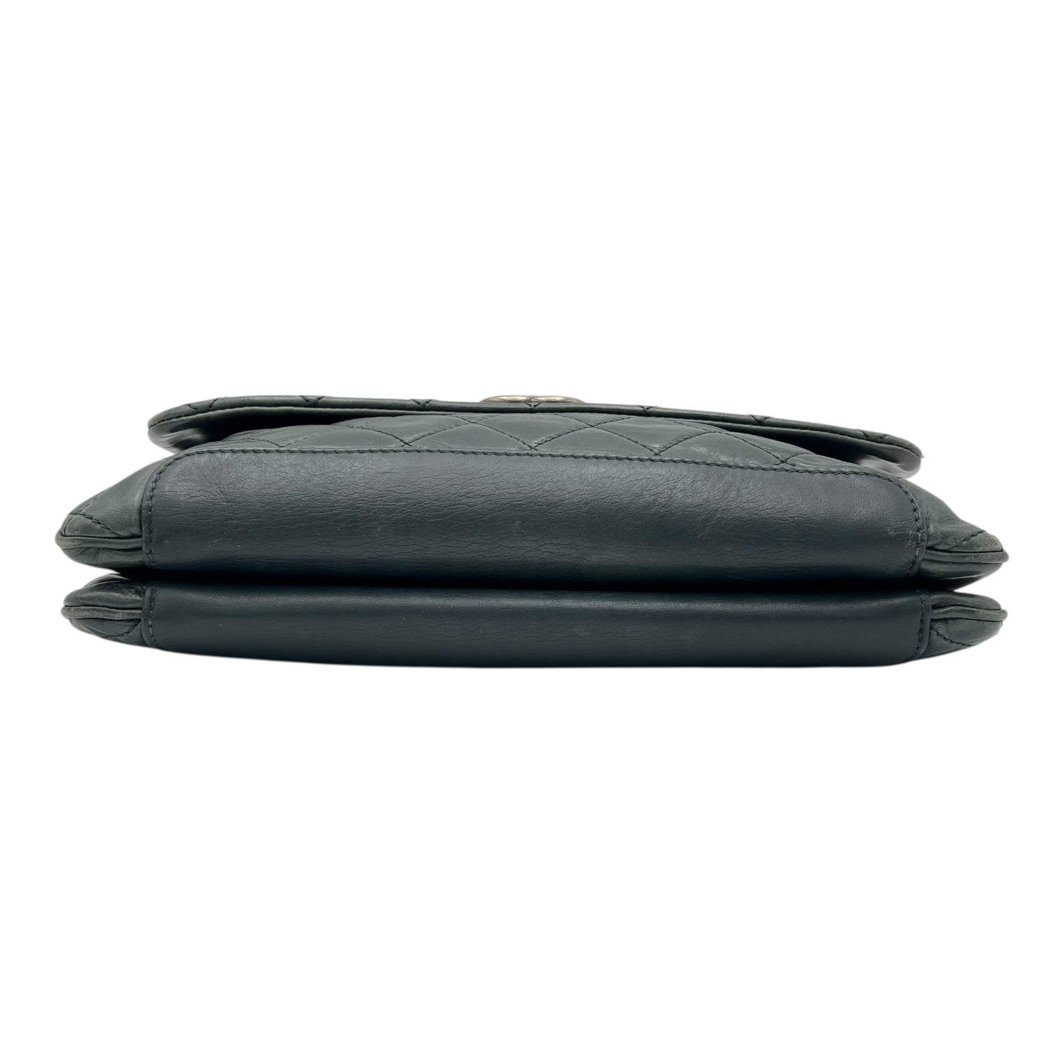 Chanel CC Crossbody Bag Green in Calfskin, Ruthenium hardware_5