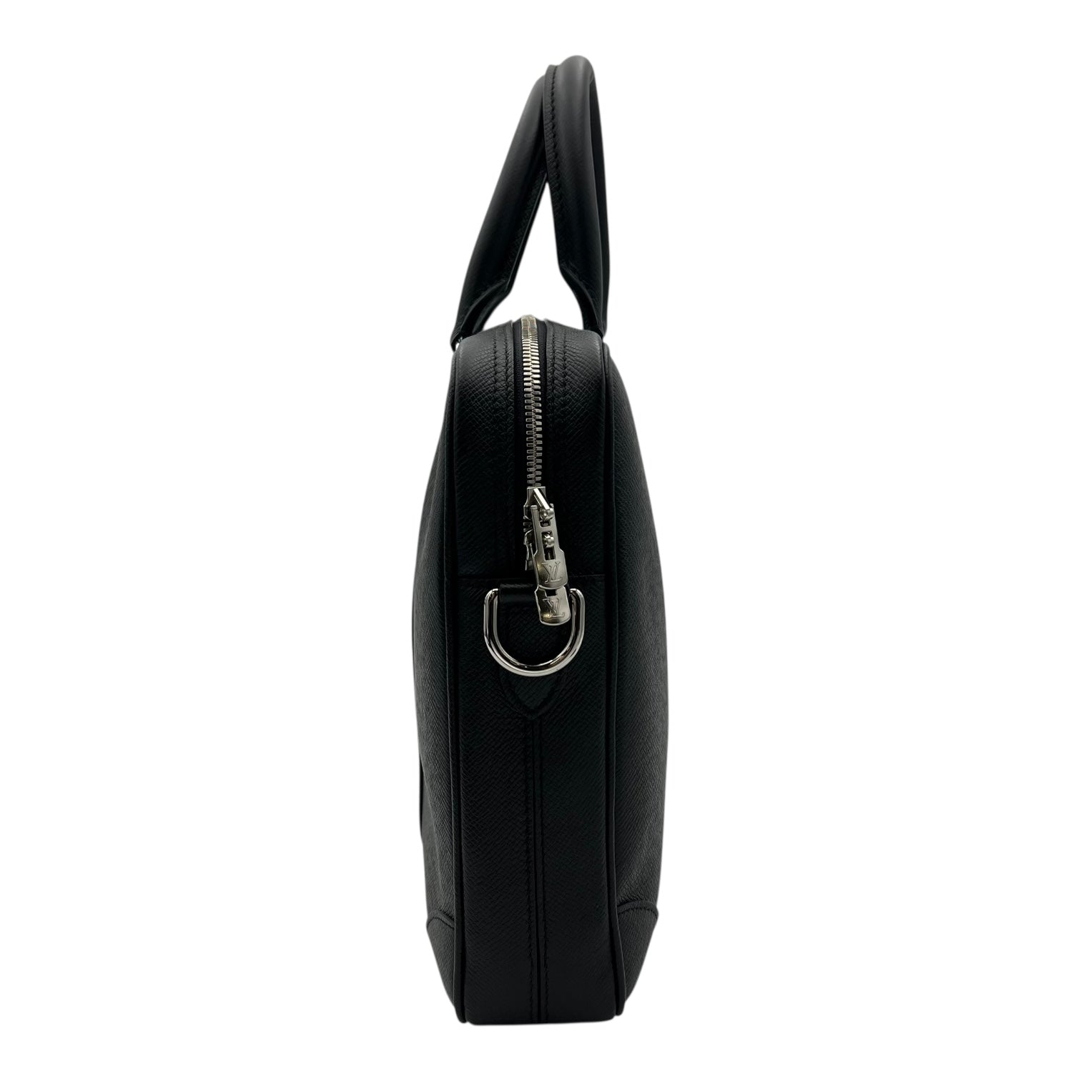 Louis Vuitton Porte Documents Voyage Messenger Black in Calfskin, Silver hardware_3