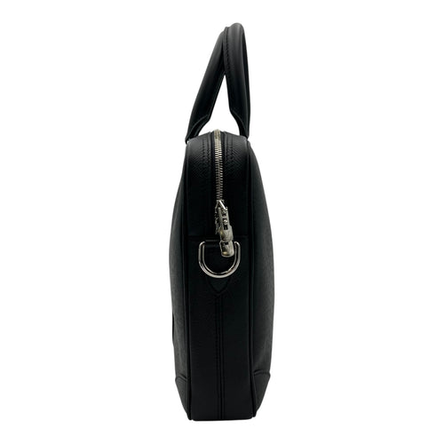 Louis Vuitton Porte Documents Voyage Messenger Black in Calfskin, Silver hardware_3