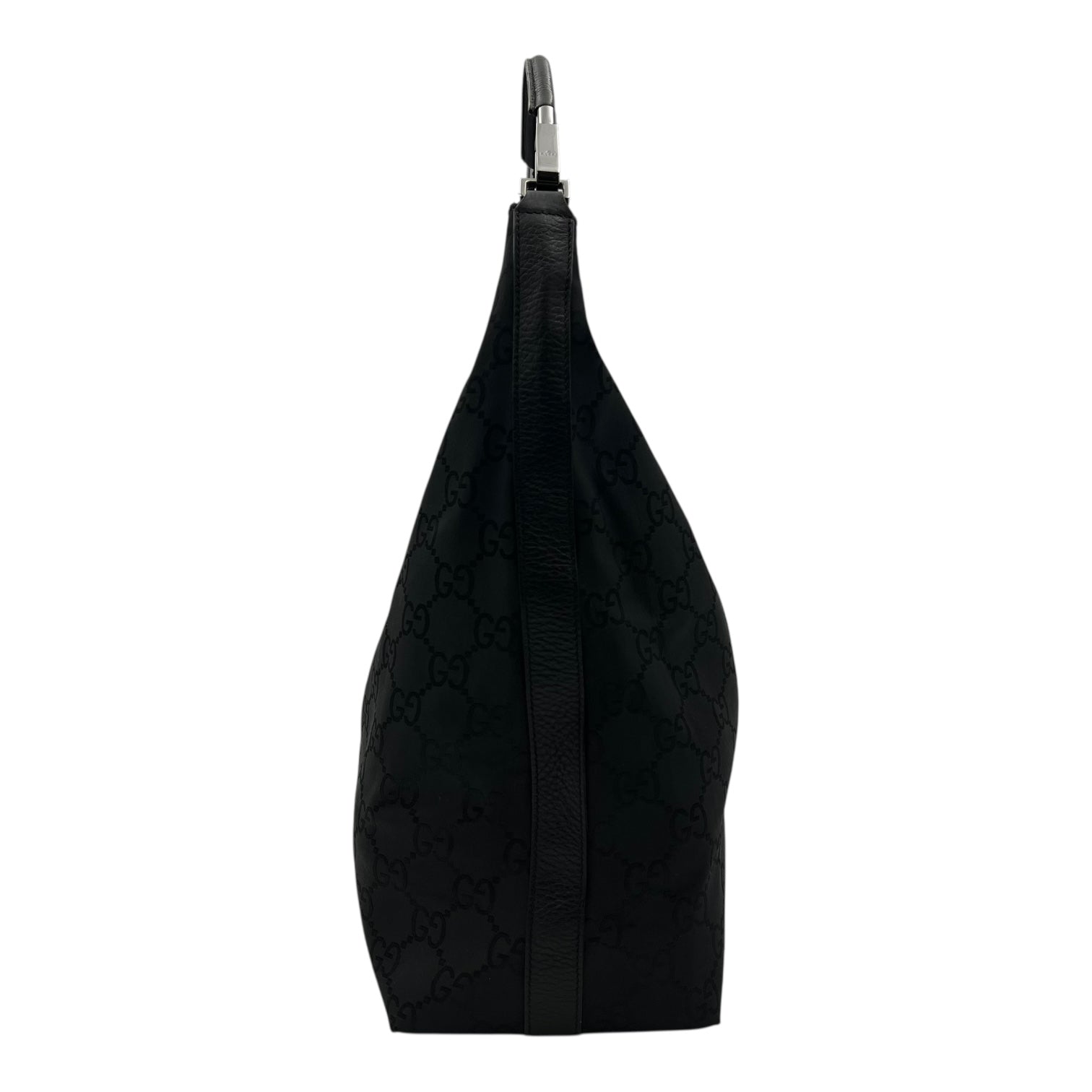 Gucci GG Shoulder Bag Black in Nylon, Silver hardware_3