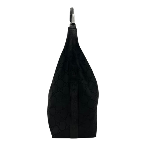 Gucci GG Shoulder Bag Black in Nylon, Silver hardware_3