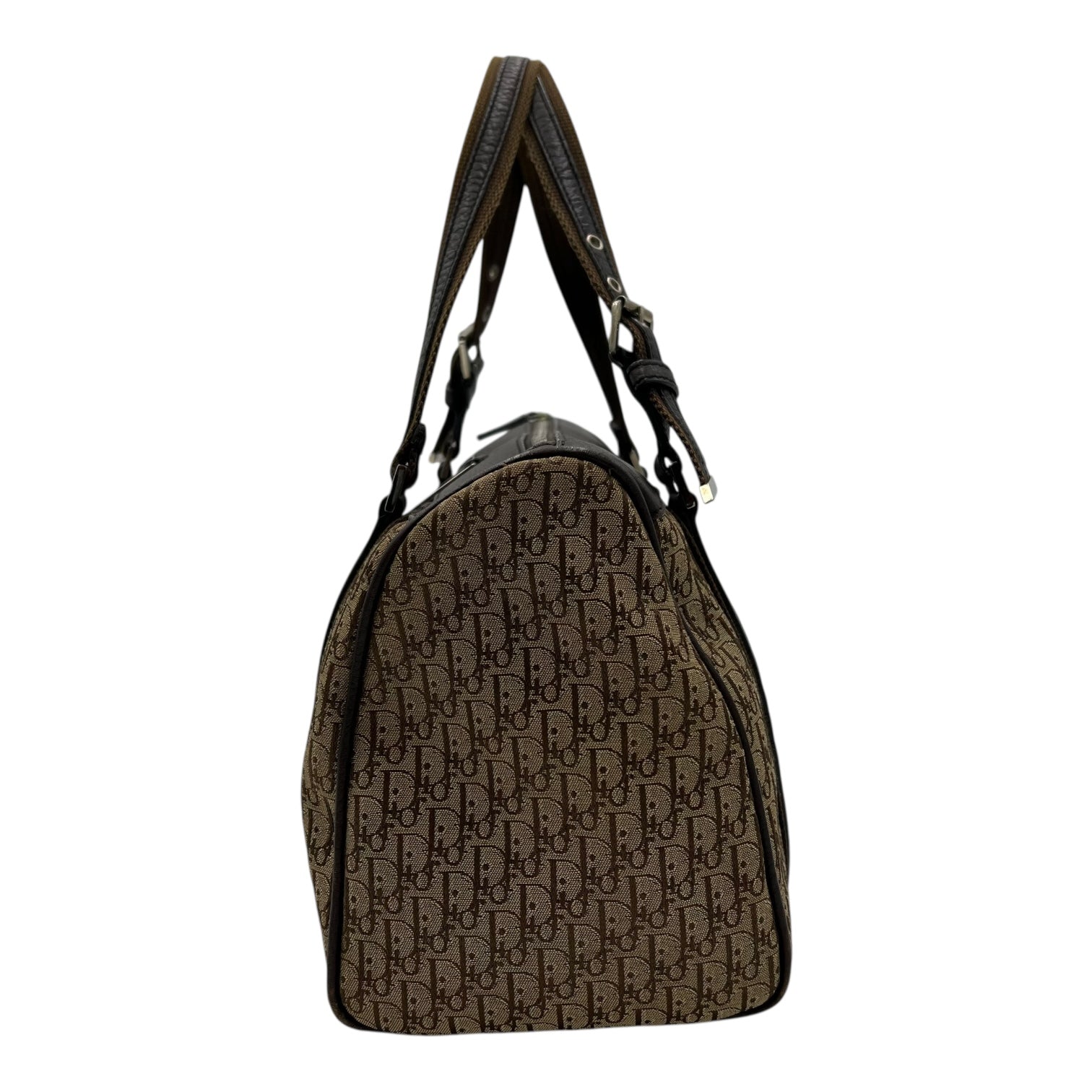 Christian Dior Trotteur Shoulder Bag Brown in Canvas, Silver hardware_4