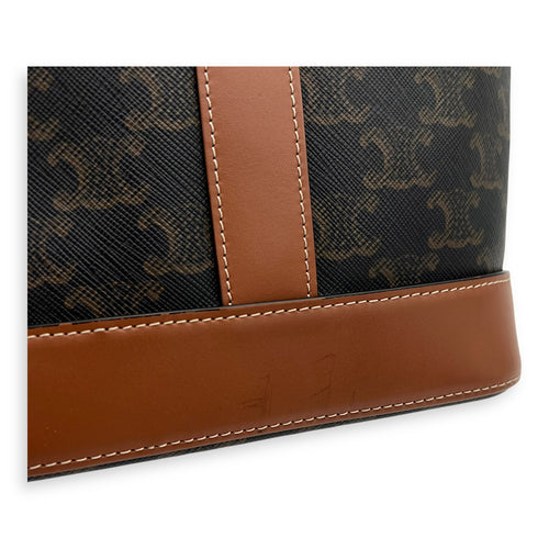 Celine Triomphe Bucket Bag Brown in Coated Canvas, Gold hardware_7