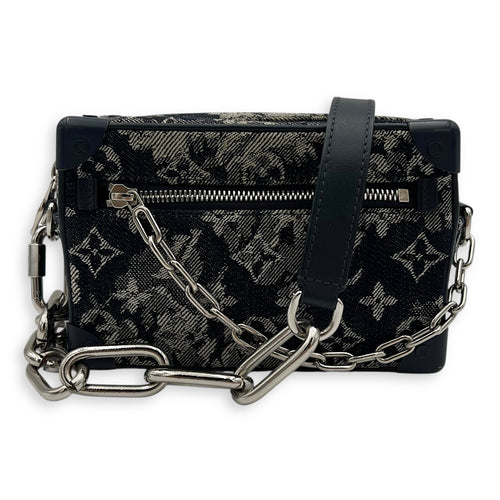 Louis Vuitton Soft Trunk Shoulder Bag Blue in Denim, Silver hardware_10