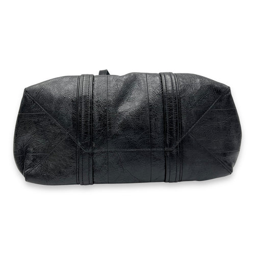 Balenciaga Barbes East West Black Tote Bag in Distressed Leather, Silver hardware_5