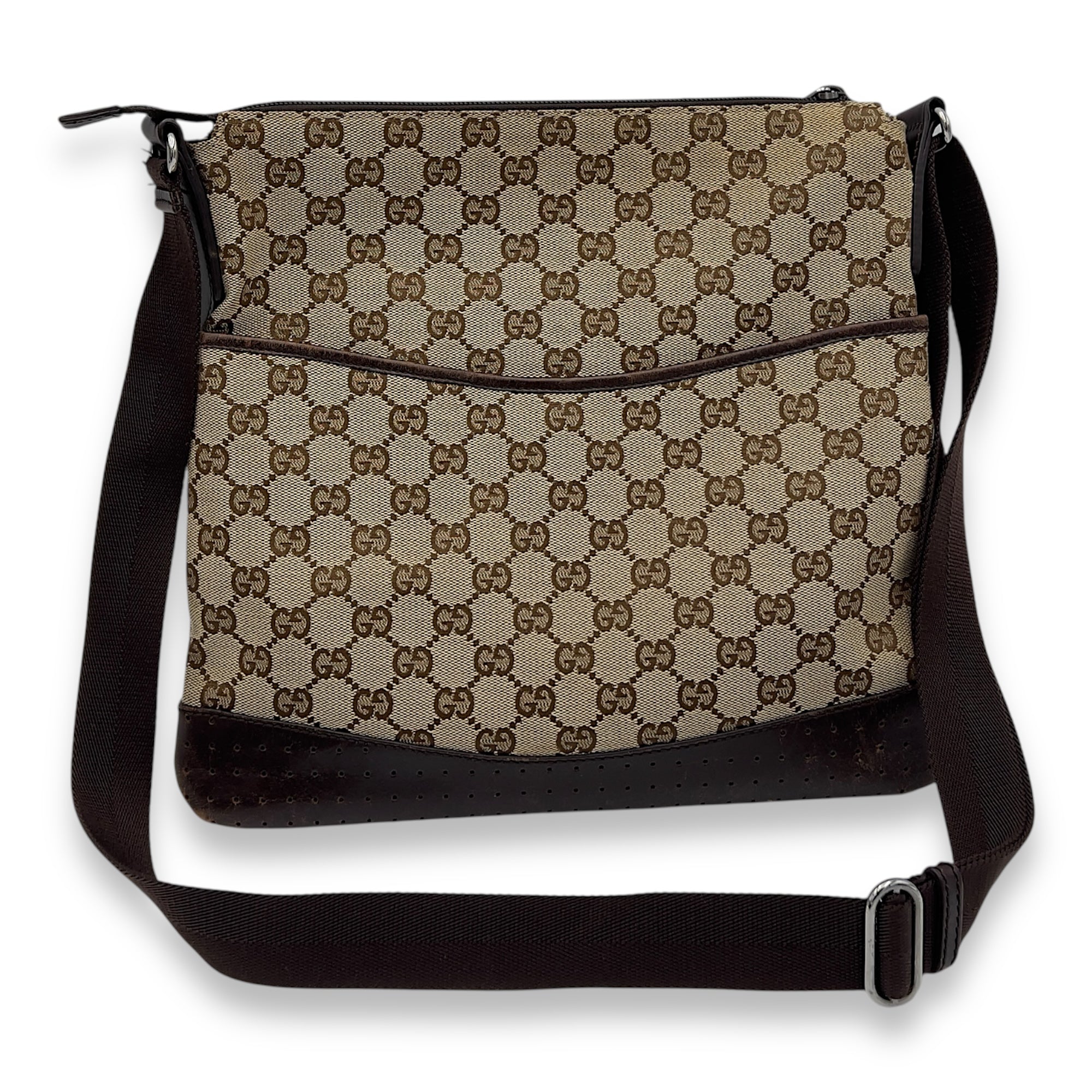 Gucci GG Crossbody Bag Brown in Canvas, Gold hardware_12