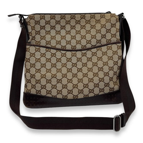 Gucci GG Crossbody Bag Brown in Canvas, Gold hardware_12