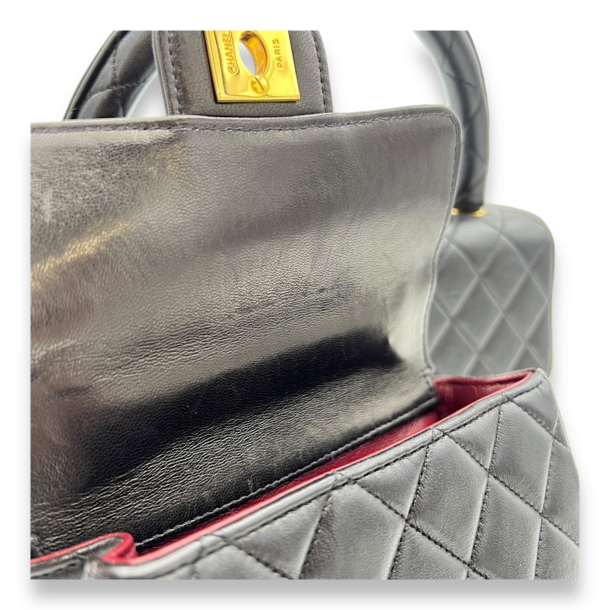 Chanel Parent Child Top Handle Bag Black in Lambskin, Gold hardware_10