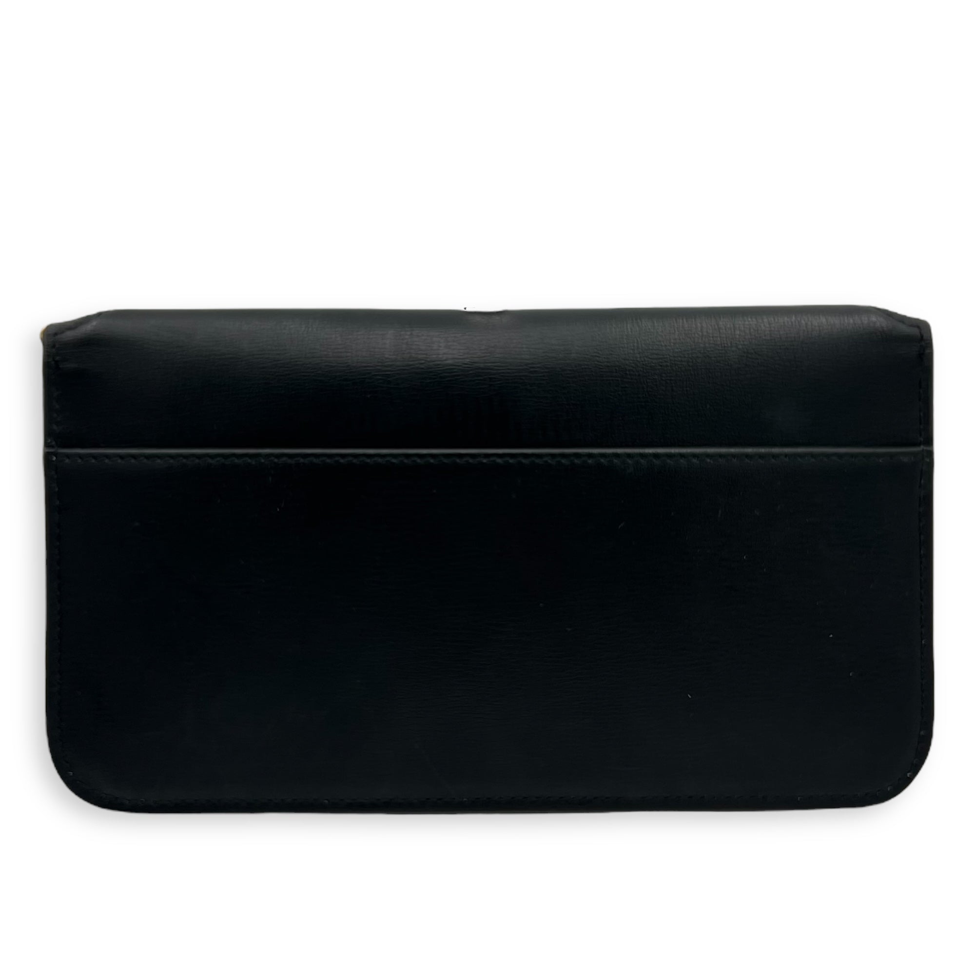 Saint Laurent Cassandra Black Phone Holder in Calfskin, Gold hardware_2
