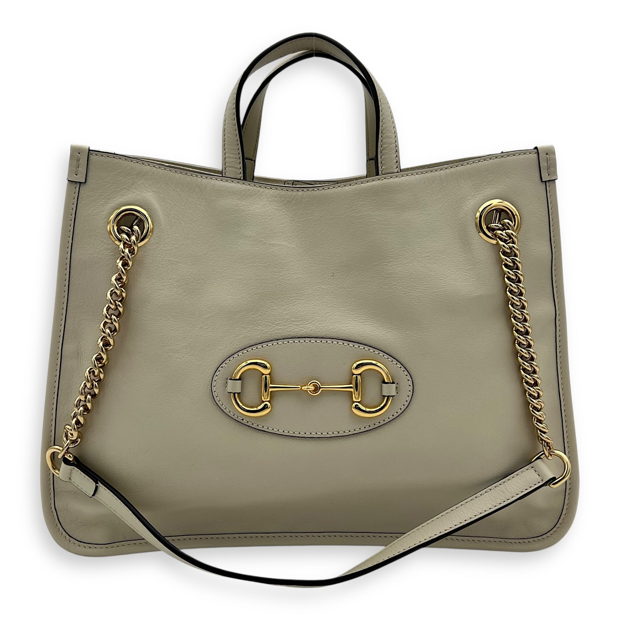 Gucci Horsebit 1955 Top Handle Bag White in Calfskin, Gold hardware_1