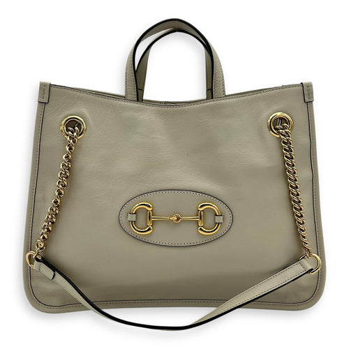 Gucci Horsebit 1955 Top Handle Bag White in Calfskin, Gold hardware_1