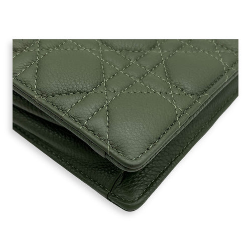 Christian Dior Caro Pouch with chain Green in Calfskin, Gold hardware_10