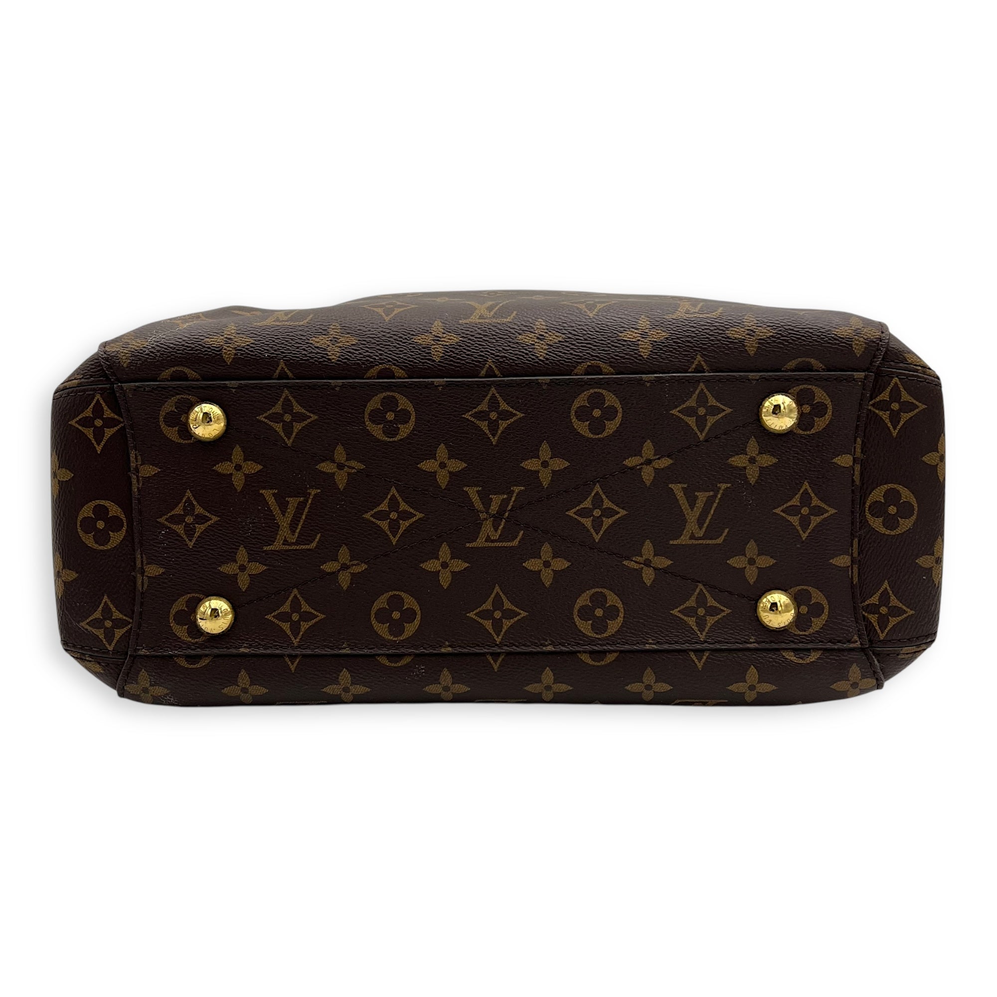 Louis Vuitton Montaigne Top Handle Bag MM Brown in Monogram Coated Canvas, Gold hardware_5