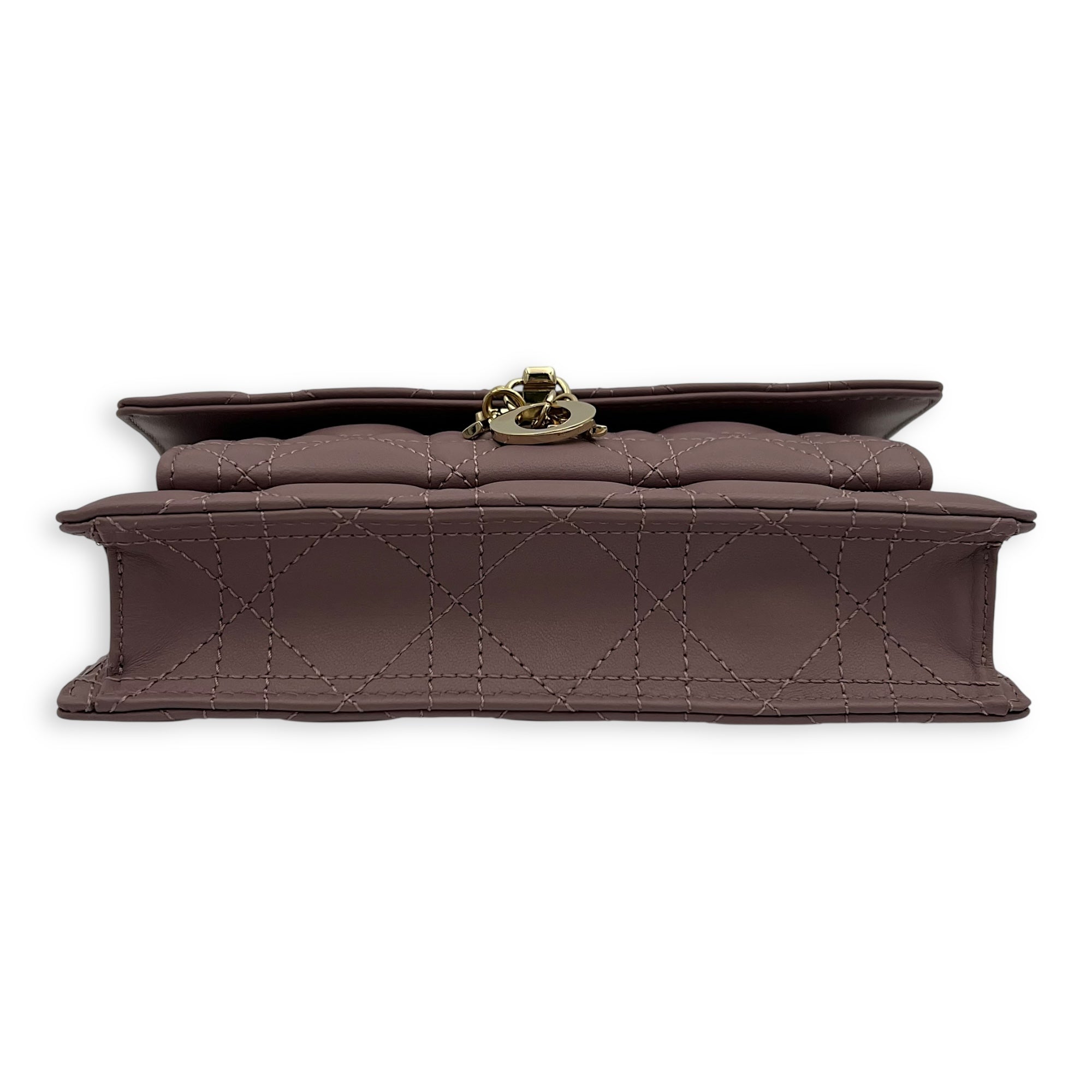 Dior Lady Dior chain pouch Crossbody Bag Pink in Calfskin, Gold hardware_5