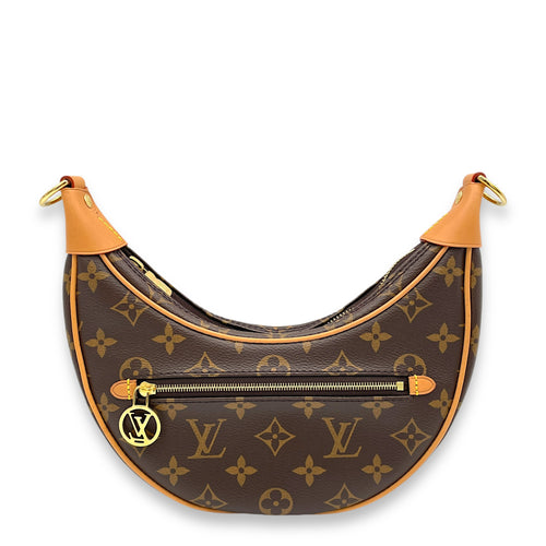 Loop Brown Shoulder Bag in Monogram Coated Canvas, Gold hardware