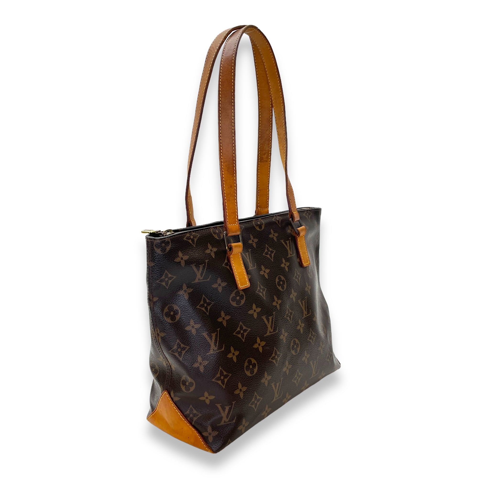 Piano Tote Bag Brown in Monogram Coated Canvas, Gold hardware