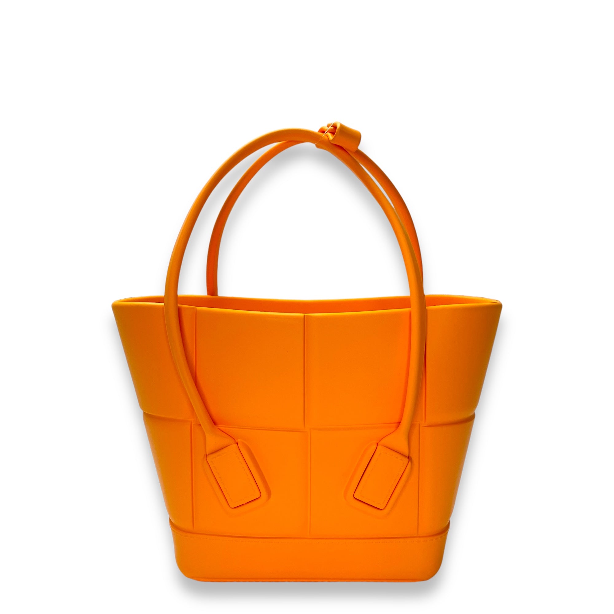 Arco Small Orange Top Handle Bag in Rubber