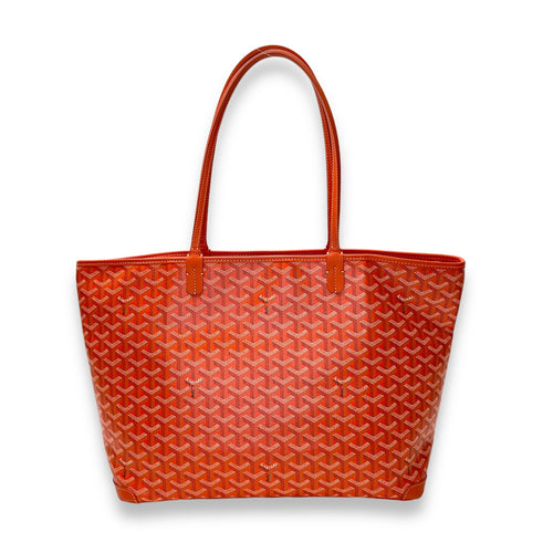 Artois MM Orange Tote Bag in Coated Canvas, Silver hardware