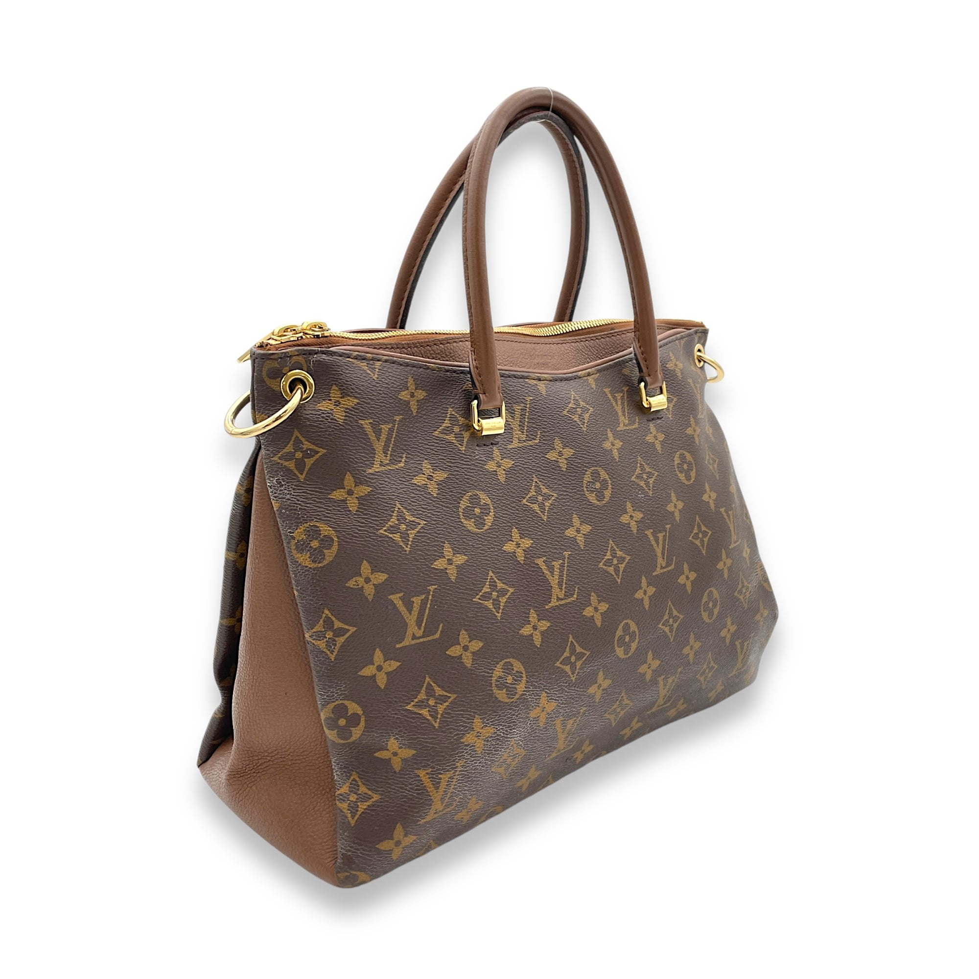 Pallas Top Handle Bag MM Brown in Monogram Coated Canvas, Gold hardware