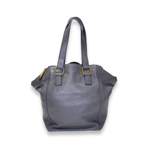 Downtown Grey Tote Bag in Calfskin, Gold hardware