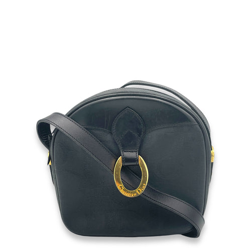 Vintage Crossbody Bag Black in Coated Canvas, Gold hardware