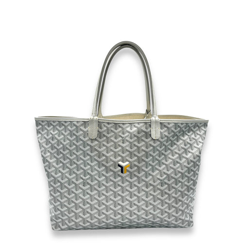 Saint Louis PM Silver Tote Bag in Coated Canvas, Silver hardware