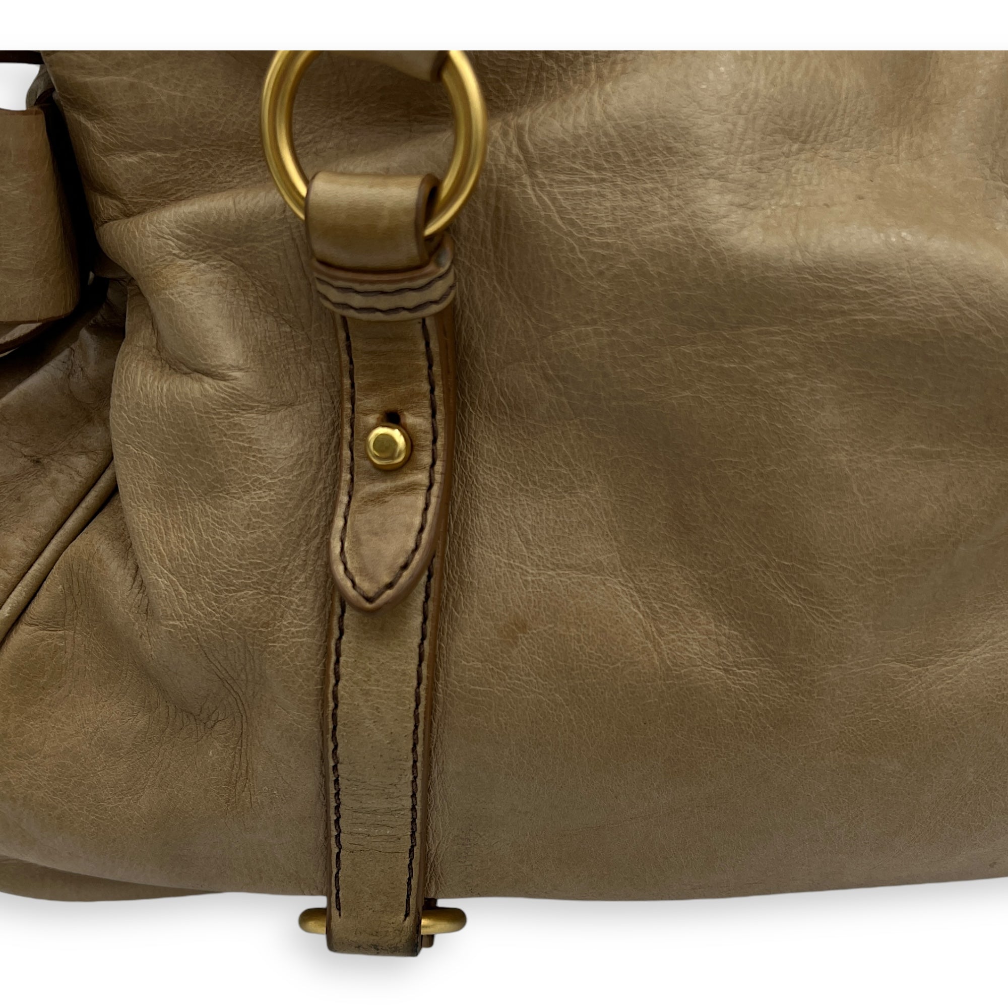 Vitello Lux Bow Shoulder Bag Brown in Calfskin, Gold hardware