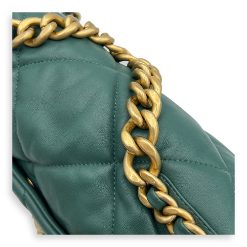 C19 Small Green Crossbody Bag in Goat Leather, Gold hardware