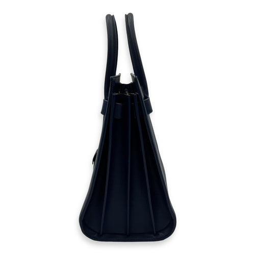 Sac de Jour Top Handle Bag Small Blue in Calfskin, Gold hardware